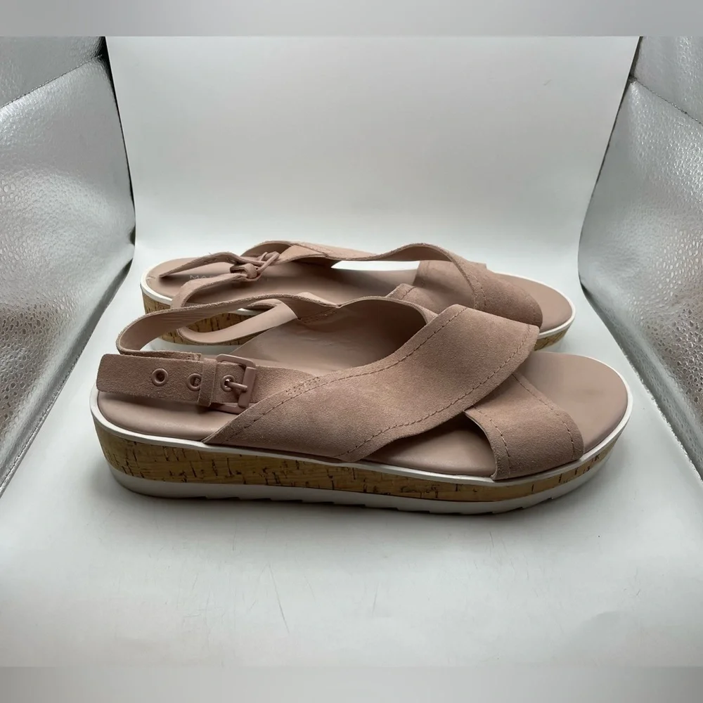 Marc Fisher MF Glitze womens pink suede slide platform sandals size 10